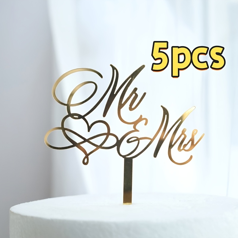 Image of 5pcs Happy Valentine Acrylic Cake Decoration-elegant Love , Ideal For Valentine's Day Celebration, Anniversary, Easter, Mother's Day & Birthday, Valentine's Day Decoration，halloween, Christmas