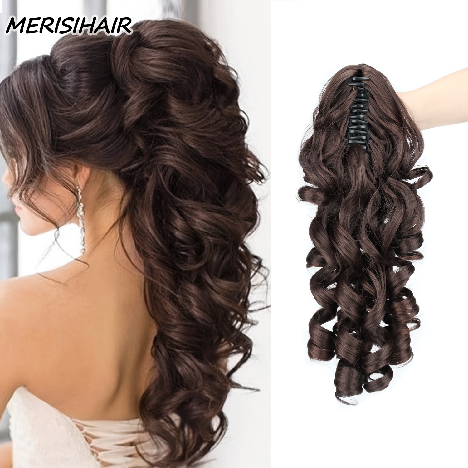 TEMU Pince à Cheveux pour Femmes - Extension de Queue-de-Cheval Ondulée Bouclée en Fibre Synthétique, Tous Types de Capillaires, Accessoire Perruque
