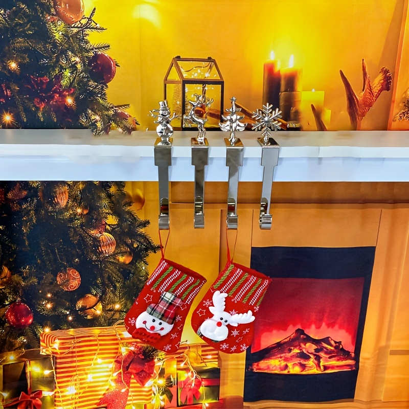 

Festive Golden Christmas Sock Hook - Fireplace Sock Hanger With Decorative Ornaments