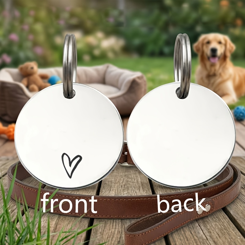 TEMU 1 pieza de placa de identificación para mascota grabada a medida, etiqueta de para perro personalizada de acero inoxidable, accesorio duradero