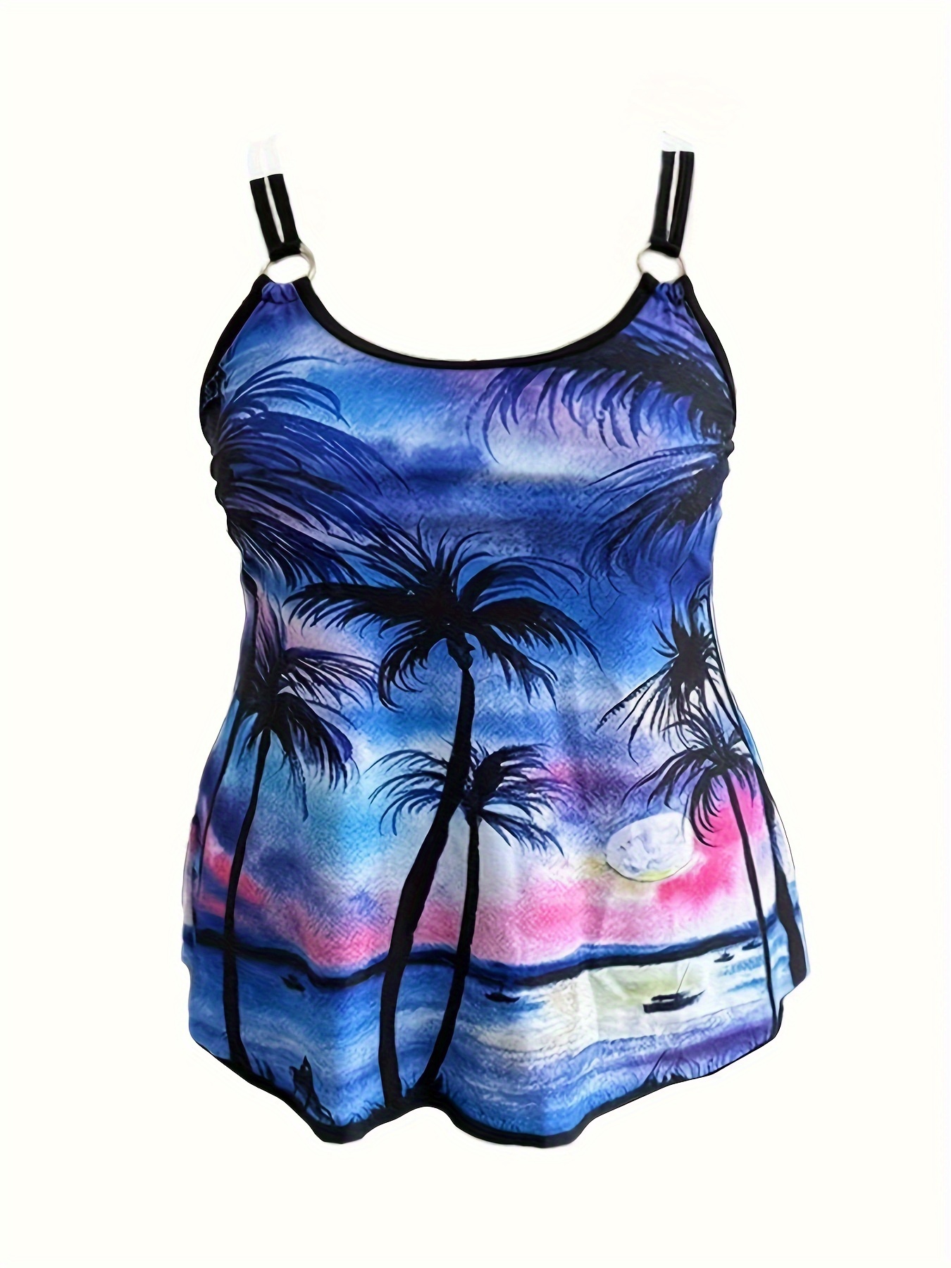 Plus Size Casual Tankini Set Women's Plus Graphic Print - Temu