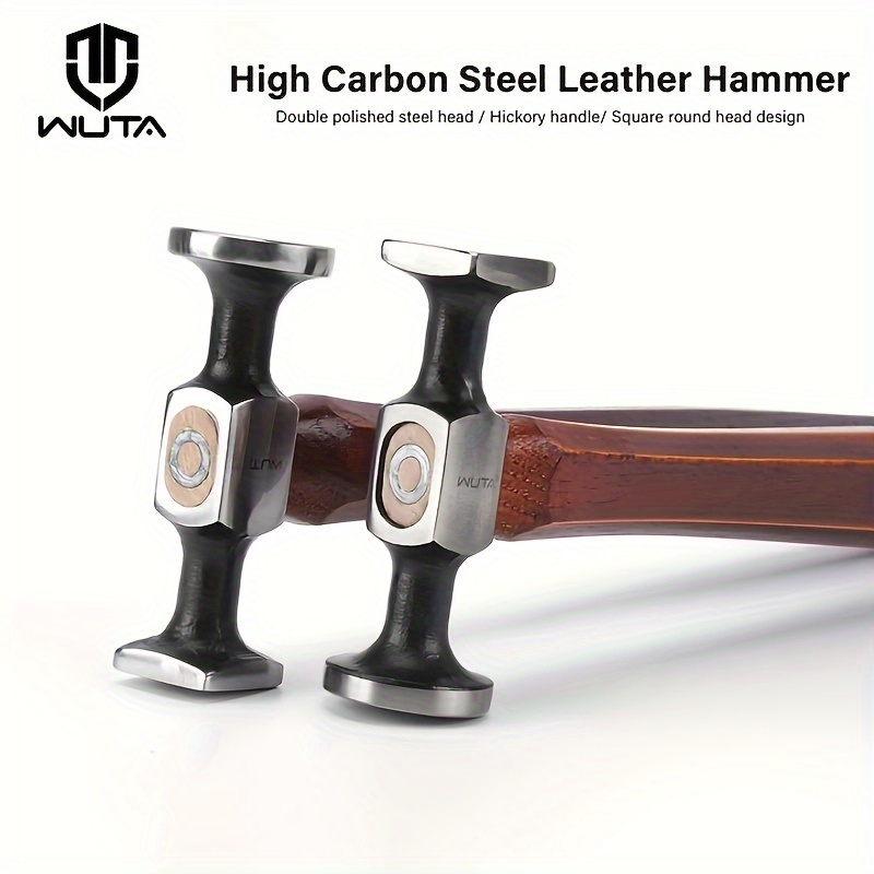 

1pc Wuta Faux Leather Mallet Hammer Cobbler Hammer Carbon Steel Double Head Smooth Chasing Hammer For Professional Faux Leather Tools