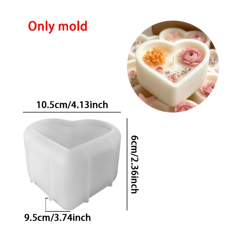 TEMU Stampo in silicone resina - Stampo in silicone per barattolo portaoggetti a forma di cuore, scatola portaoggetti per gioielli a forma di cuore