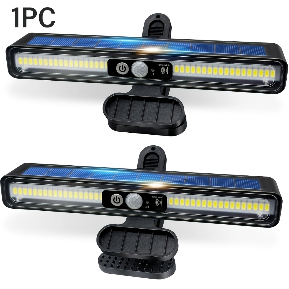 Image of Clip-on Solar Motion Sensor Outdoor Light Strip With 36 Leds, 6000k Portable Solar Safety Light, Ideal For Fences, Garages, And Camping (black)