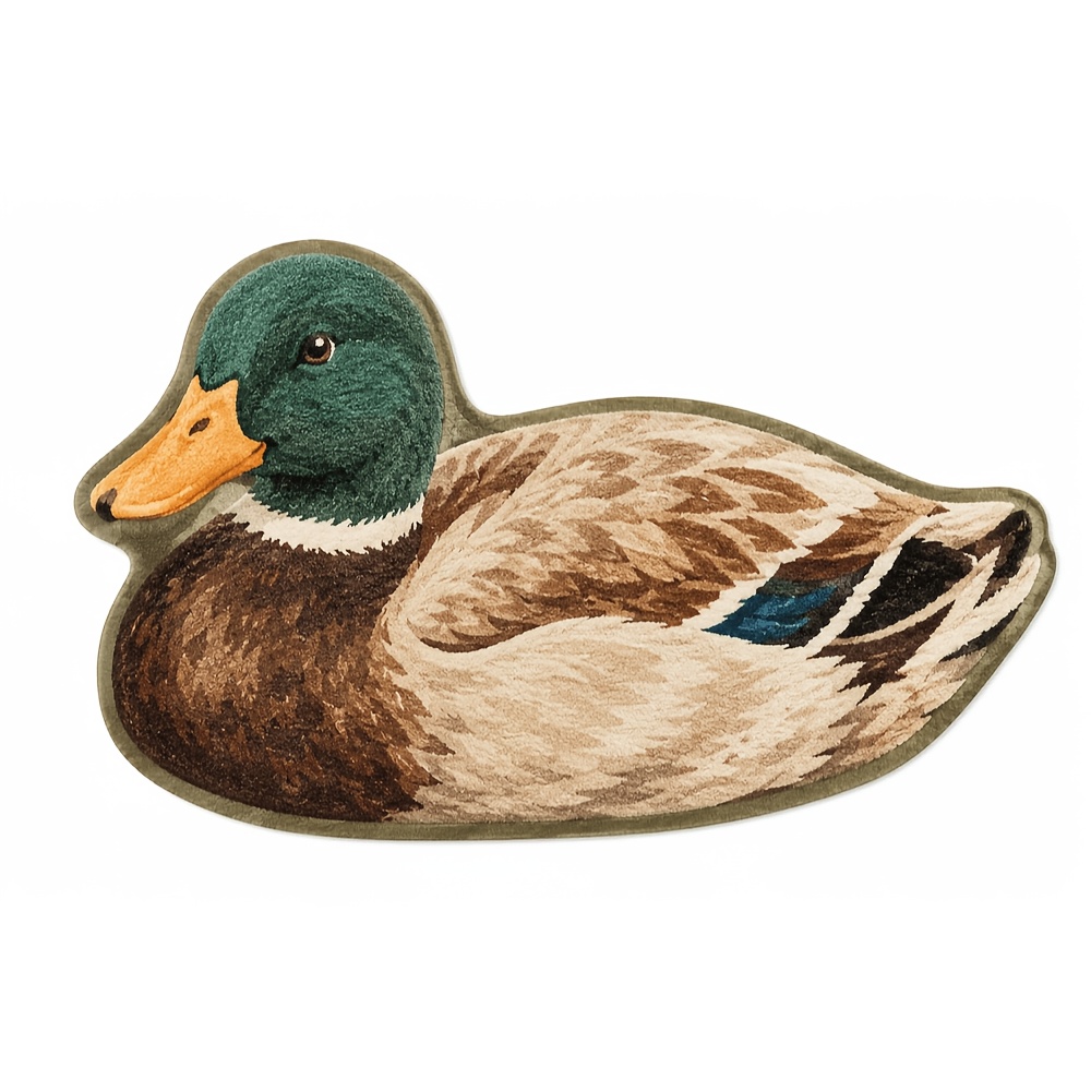 TEMU 1pc Tayagxg Duck-shaped Area Rug Suitable For Bedroom, Living Room, Entryway - Soft Washable Faux Imitation Cashmere Carpet With Duck & Bird,