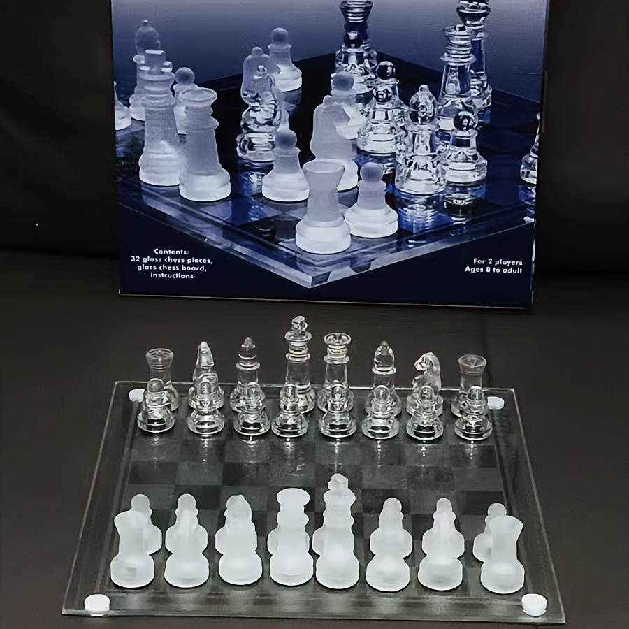 puzzle chess set frosted glass crystal chess board adults