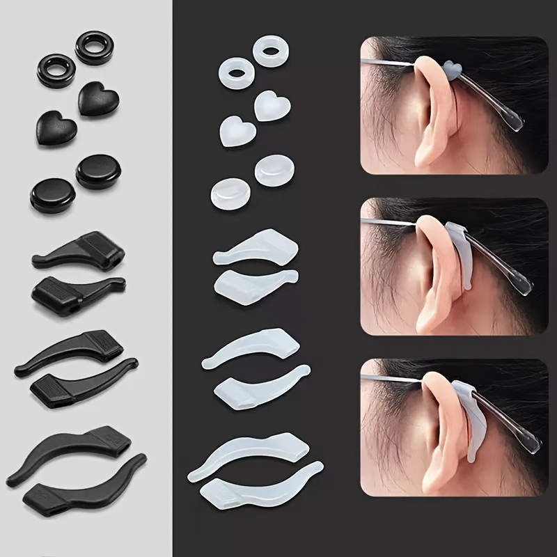 TEMU 24pcs Non-slip Glasses Ear Hooks Suitable For Sports & Daily Wear, Anti-slip Eyewear Retainers With 6 Styles & 2 Colors, Fit For, Gym, Swimming,