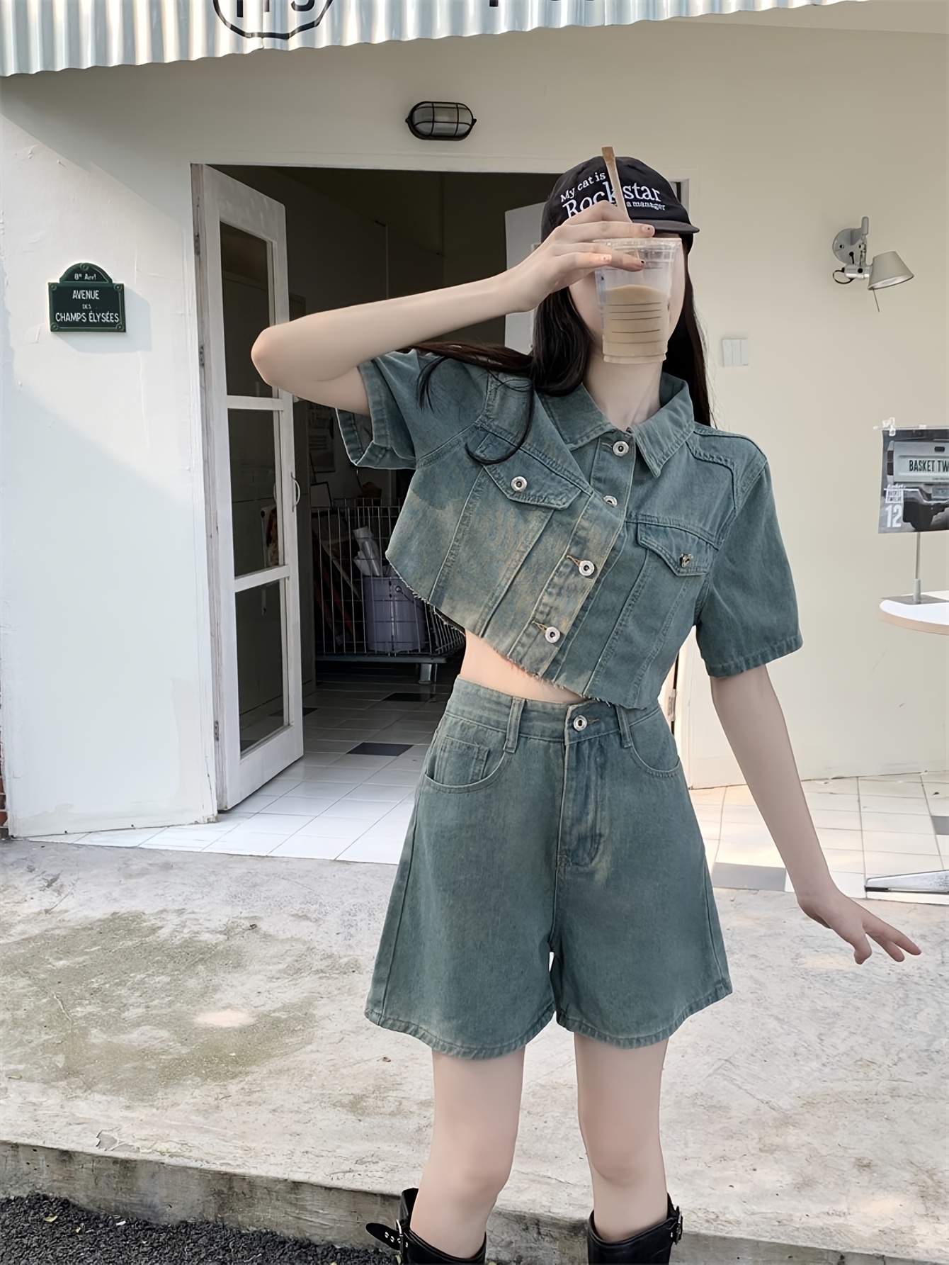 women's vintage inspired high waisted loose fit denim shorts