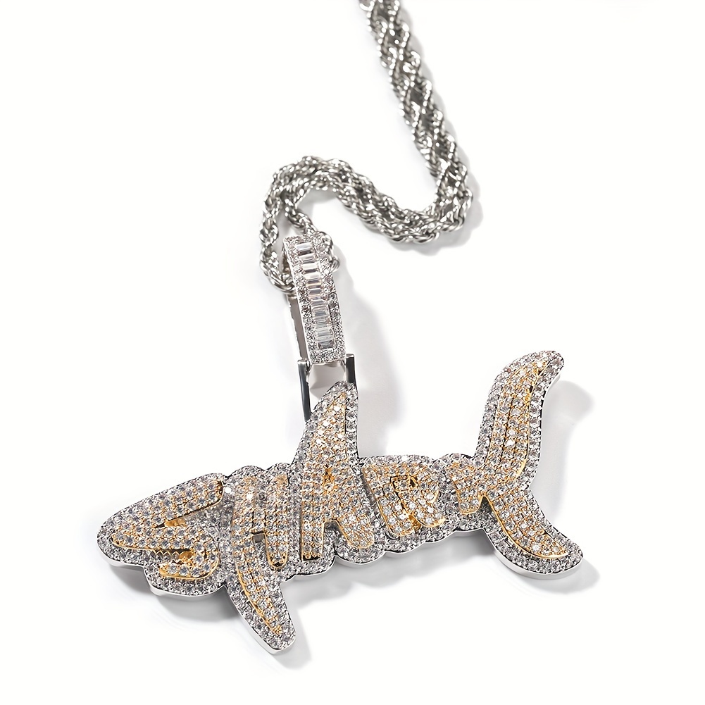 

Shark Alphabet Hip Hop Men's Necklace Punk Fashion Jewelry Accessories Gift