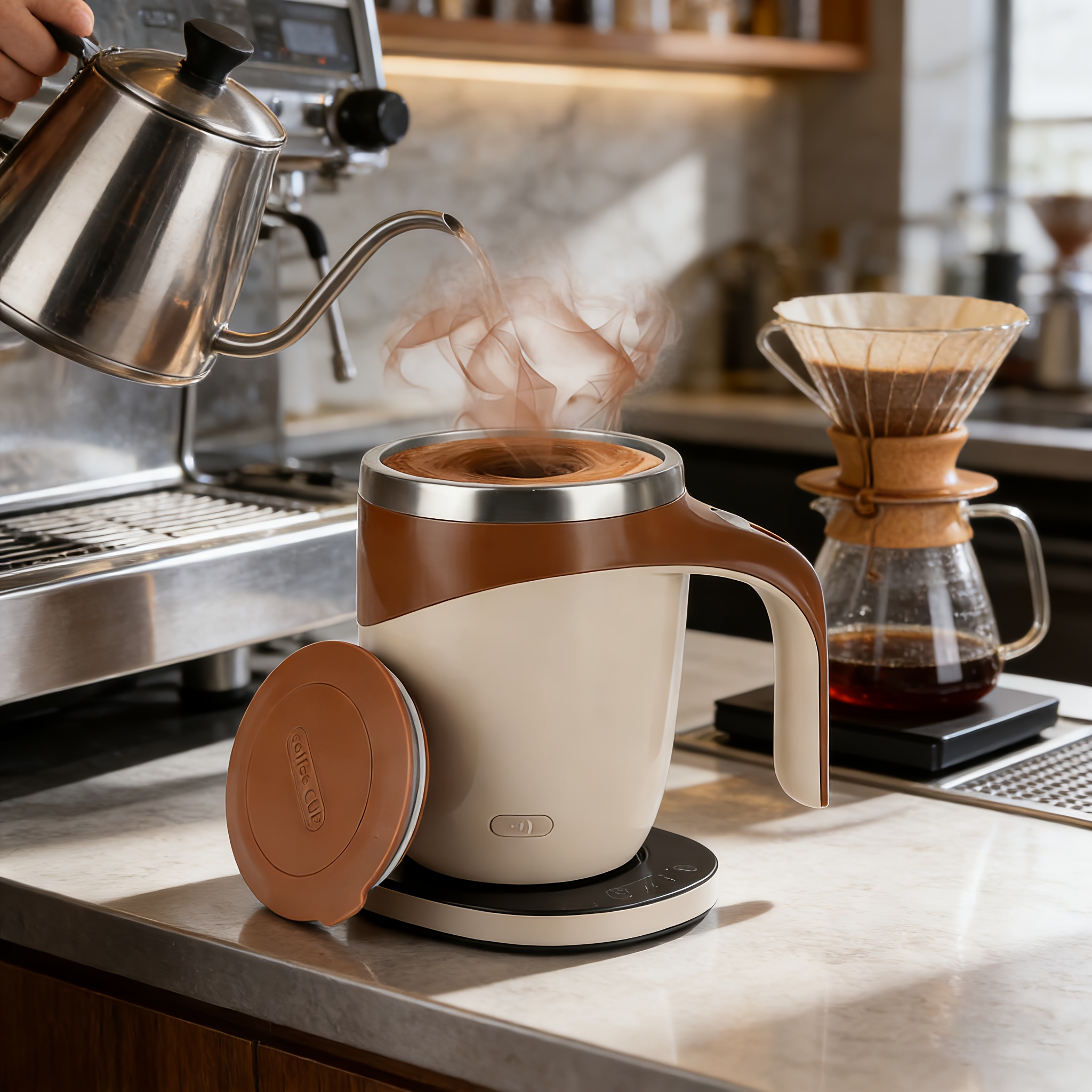 TEMU Rechargeable Automatic Magnetic Self Stirring Coffee Cup, Made Of Metal Material, A Rotating Home Mixing Cup, Used For Stirring Coffee,