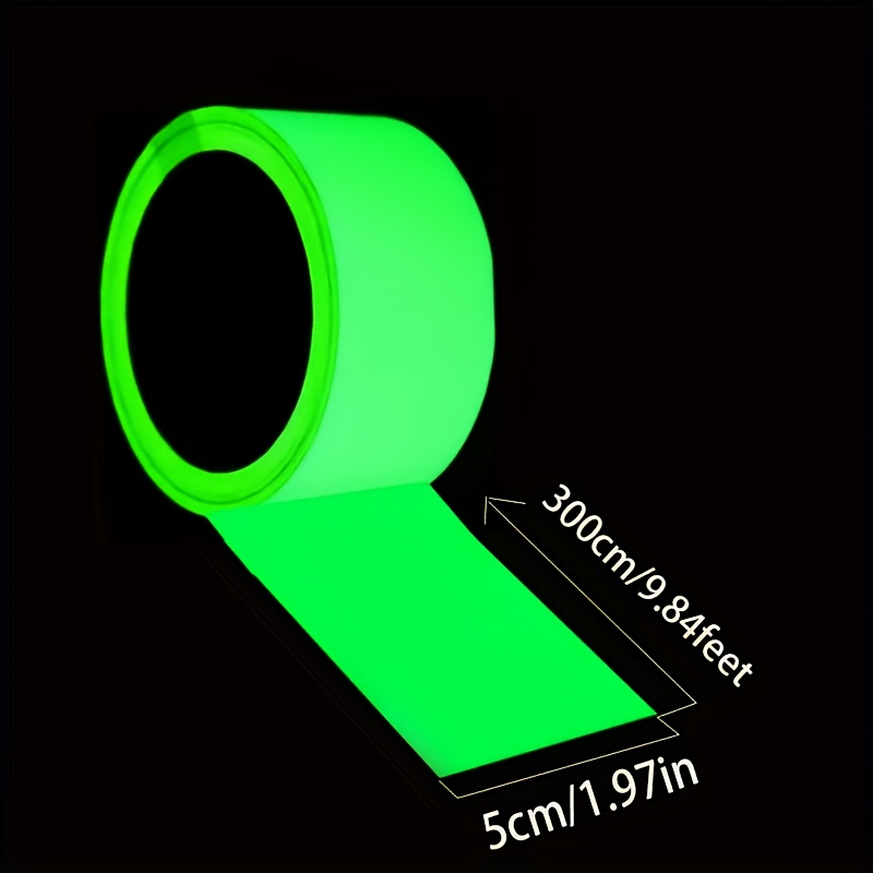 TEMU 1 Rouleau de Ruban Adhésif Vert Phosphorescent - 5.0Cm X 300Cm. pour Marches d'Escalier, Guidons de Vélo, Avertissement d' et Décoration de -