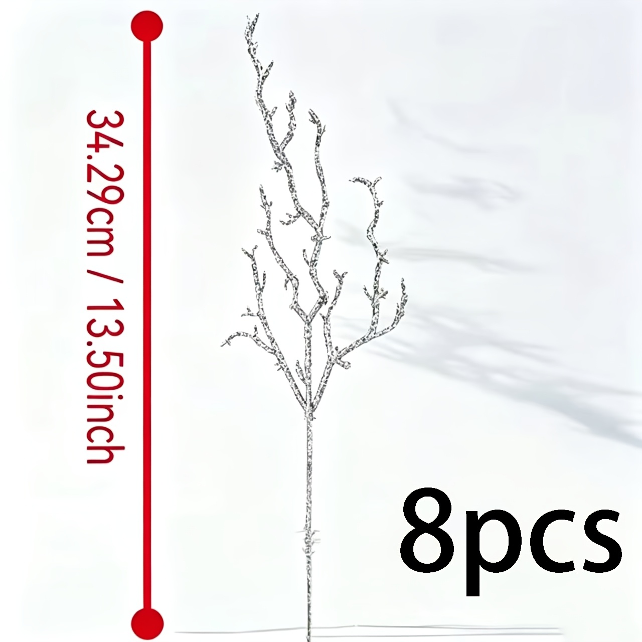 TEMU 8pcs Artificial Twigs, Realistic Home Decor For Vases, Wreaths, And Wedding Arrangements, Silvery Branches For Autumn Decoration