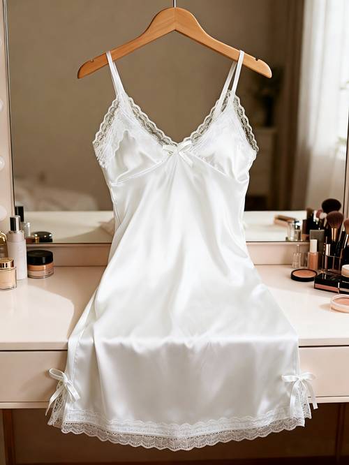 wedding and honeymoon special nightgown romantic wedding night bridal loungewear lace deep v neck split cami dress pure desire bridal sleepwear