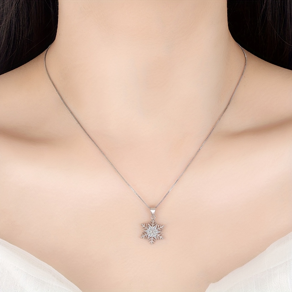 S925 Silver Snowflake Necklace Set, Stylish and Unique