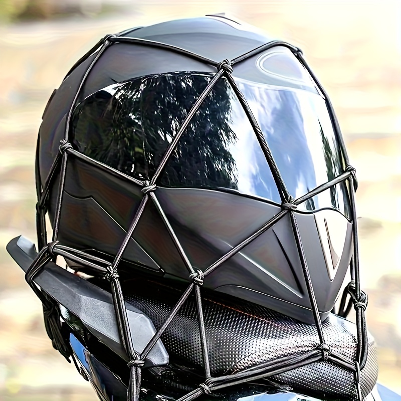 TEMU 1 Durable Polyamide Motorcycle Cargo Net With Elastic Rubber Straps - 11.8x11.8 Inches, Transparent Plastic Helmet Protector For Storing Bicycle