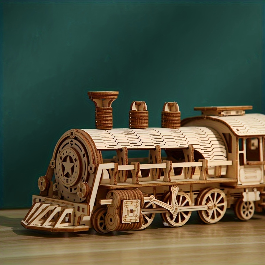 

3d Wooden Puzzle Mechanical Train Model Kits, Brain Teaser Puzzles Vehicle Building Kits Unique Gift Birthday Christmas Day Gift