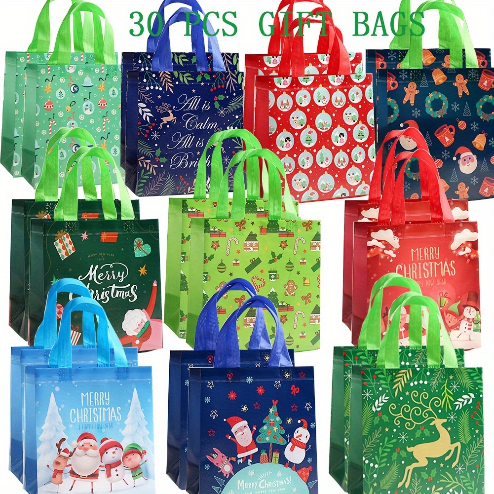 Gift For Her/him 30 Assorted Christmas Bags In Styles, New Non-woven Gift Bags