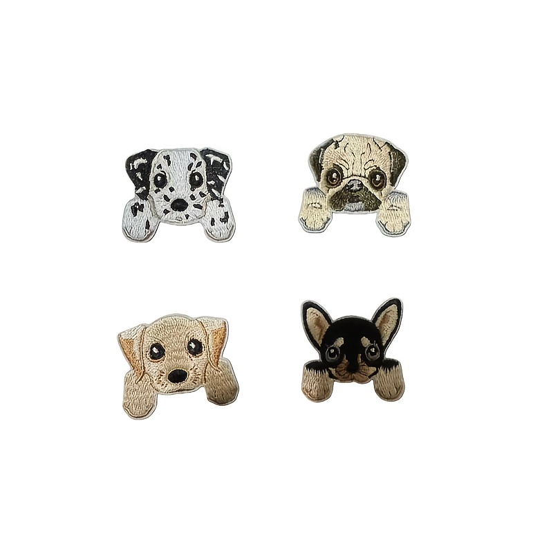 E-shop 4 süße Beagle Stickerei-Patches, schwarze Aufbügler mit niedlichen Gesichtern - für Jeans, Jacken, und Hüte