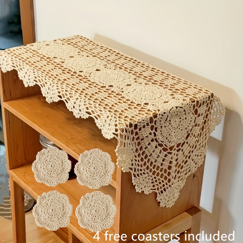 handmade crochet lace table runners table dresser scarf home decor30 120  8 47 2inch   coasters included   thanksgiving