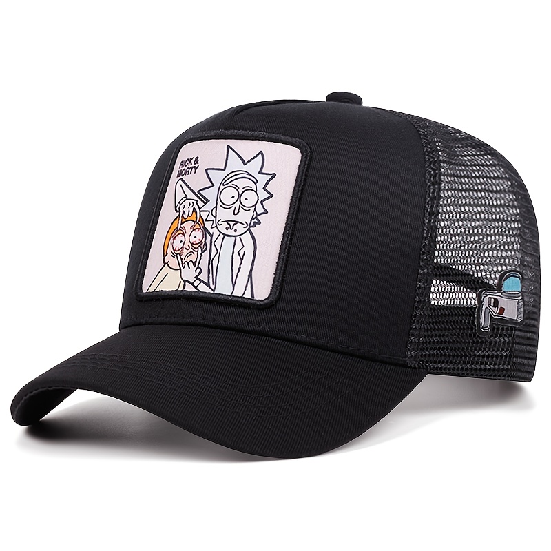 E-shop Bros. Rick and Morty Cartoon TV-Show Porträt bestickte Baseballkappe Outdoor-Sportevent Mesh-Basballcap Casual und vielseitig