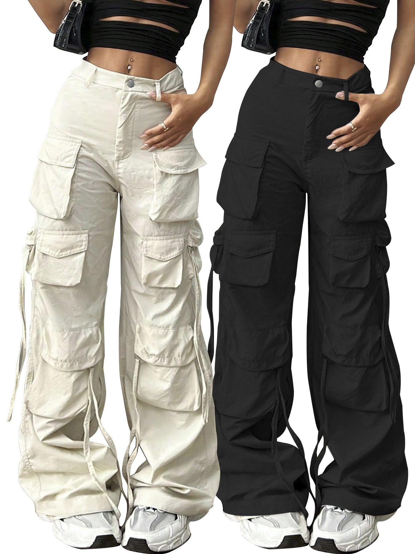 womens y2k cargo pants two piece set high waisted wide leg Temu