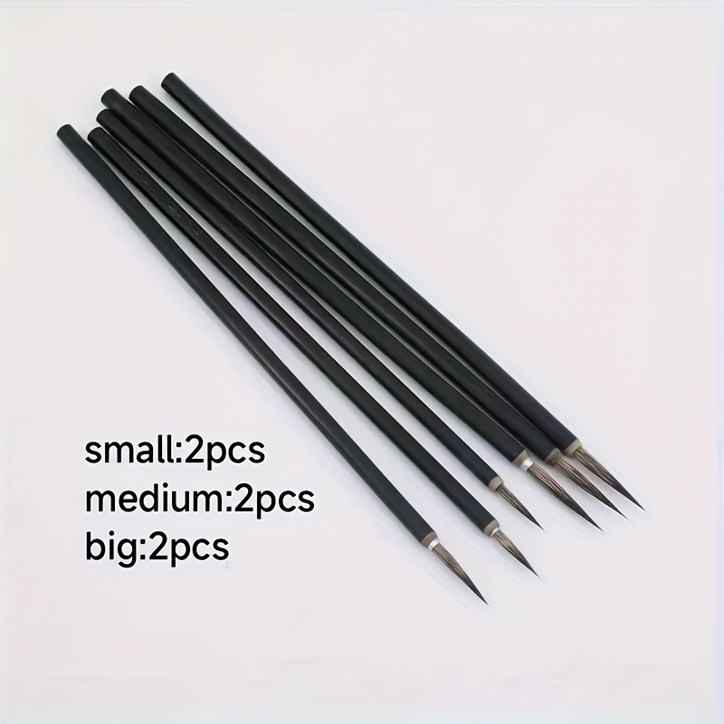 Image of 6pcs Chinese Calligraphy Brush, Ceramic Fine Brush, Badger Hair, Arts And Crafts, Painting Utensils, Calligraphy And Painting Pens