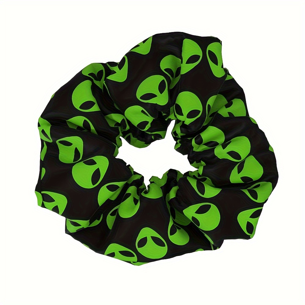 TEMU -themed Fabric Hair Ties Vintage Style With Bow Accent - Printed Elastic Hair Rings For Women, 14+ Age Group - Single Hair Scrunchie Accessory