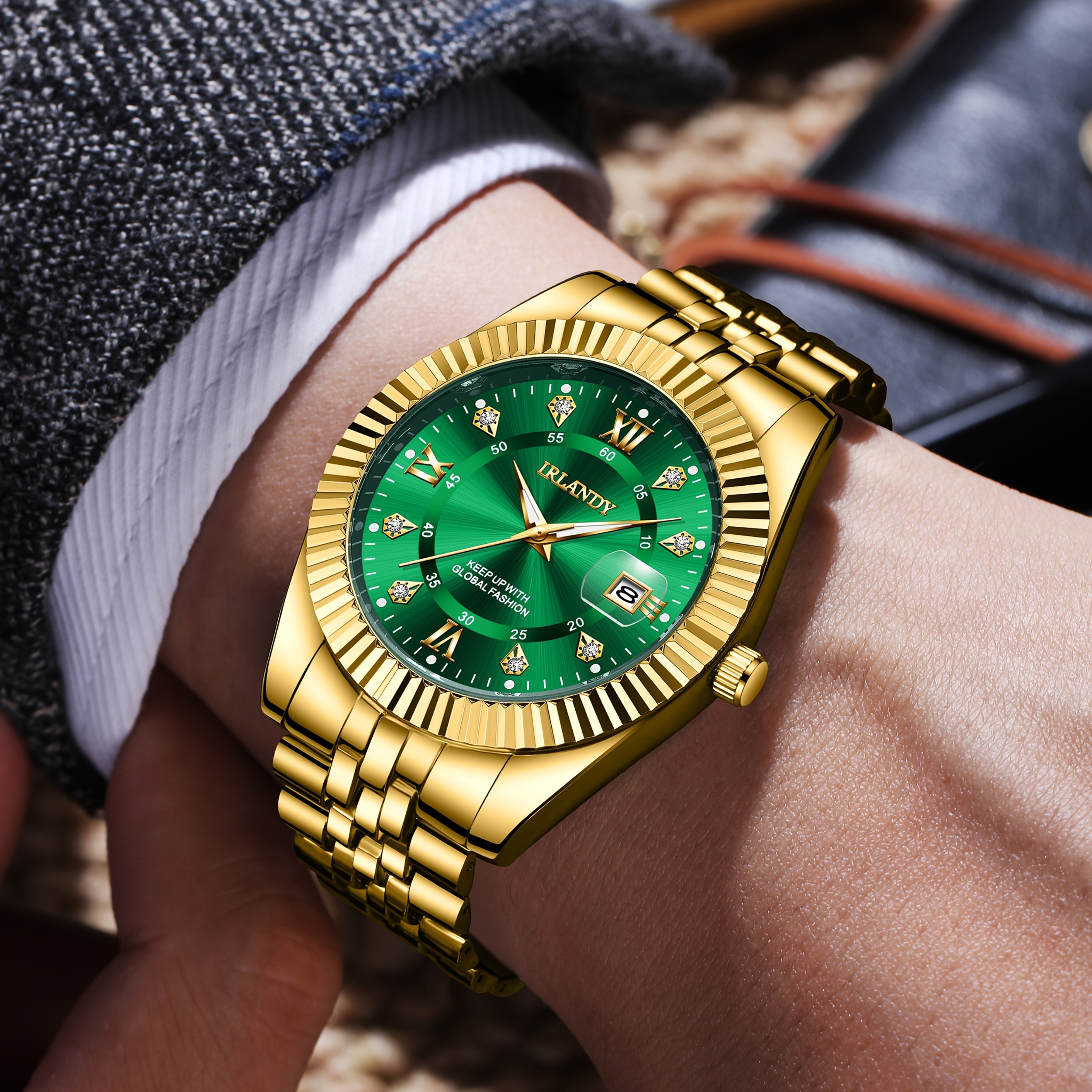 1pc Men'S Luxury Business Fashion Quartz Watch, Classic Roman Numeral Dial, Stainless Steel Strap, Calendar Display, Best Choice for Men'S Gift