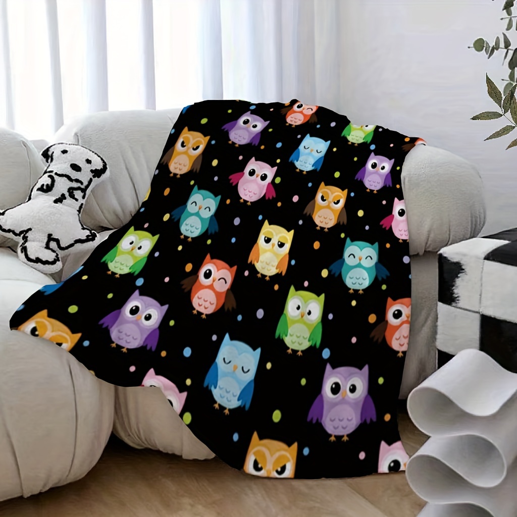 

1pc Digital Printed Blanket Owl Digital Printed Animal Combination Autumn Cold Nap Blanket Suitable For Living Room Portable Multi- Blanket