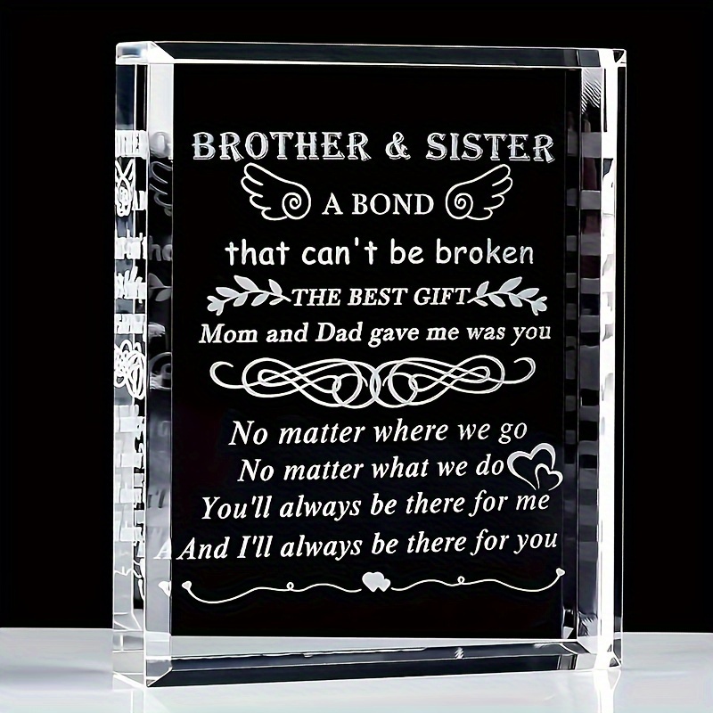 

Acrylic Plaque - Classic Style Engraved Crystal Keepsake - Tabletop Decorative Sign For Siblings - Multipurpose, Non-electric Sentimental Gift For Birthdays & Special Occasions