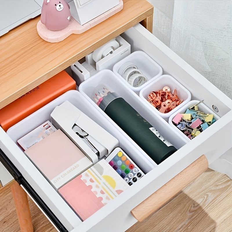 Drawer Divider 8pcs Adjustable DIY Storage Organizer Separator for Tidying  Clutter Cutlery Makeup Clothes of Dresses, Desk & Box in Kitchen Bathroom  Bedroom Office (Cut at Will) 