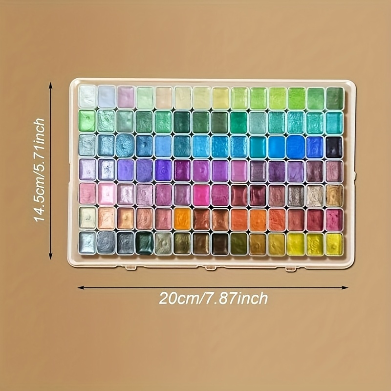 98-Color Solid Opaque Pigment Set for Art Students, Portable Watercolor Tool