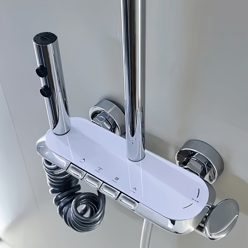 Image of Shower , Modern Minimalist Style, Household Bathroom Cold And Hot Pressurized Shower Head With Lifting Rod, , Plated White, Bathroom Shower