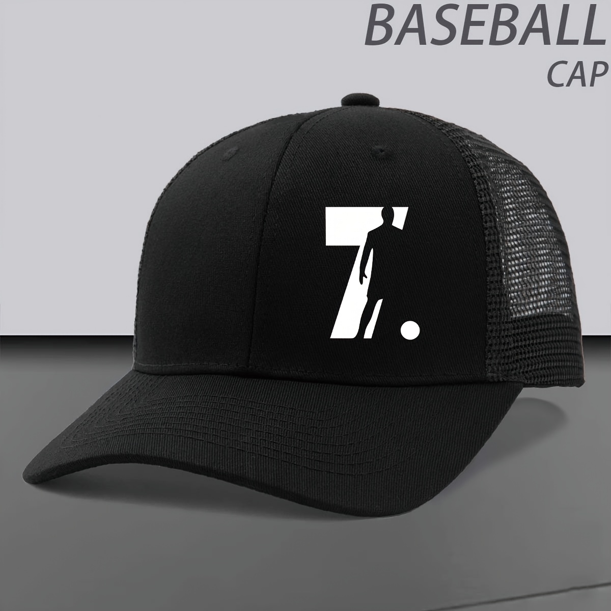 TEMU Baseball With A Silhouette Of A Football Player , Sports Vitality Style Duck Tongue , Hard , Semi-mesh Comfortable And Durable Trucker Hat, Size