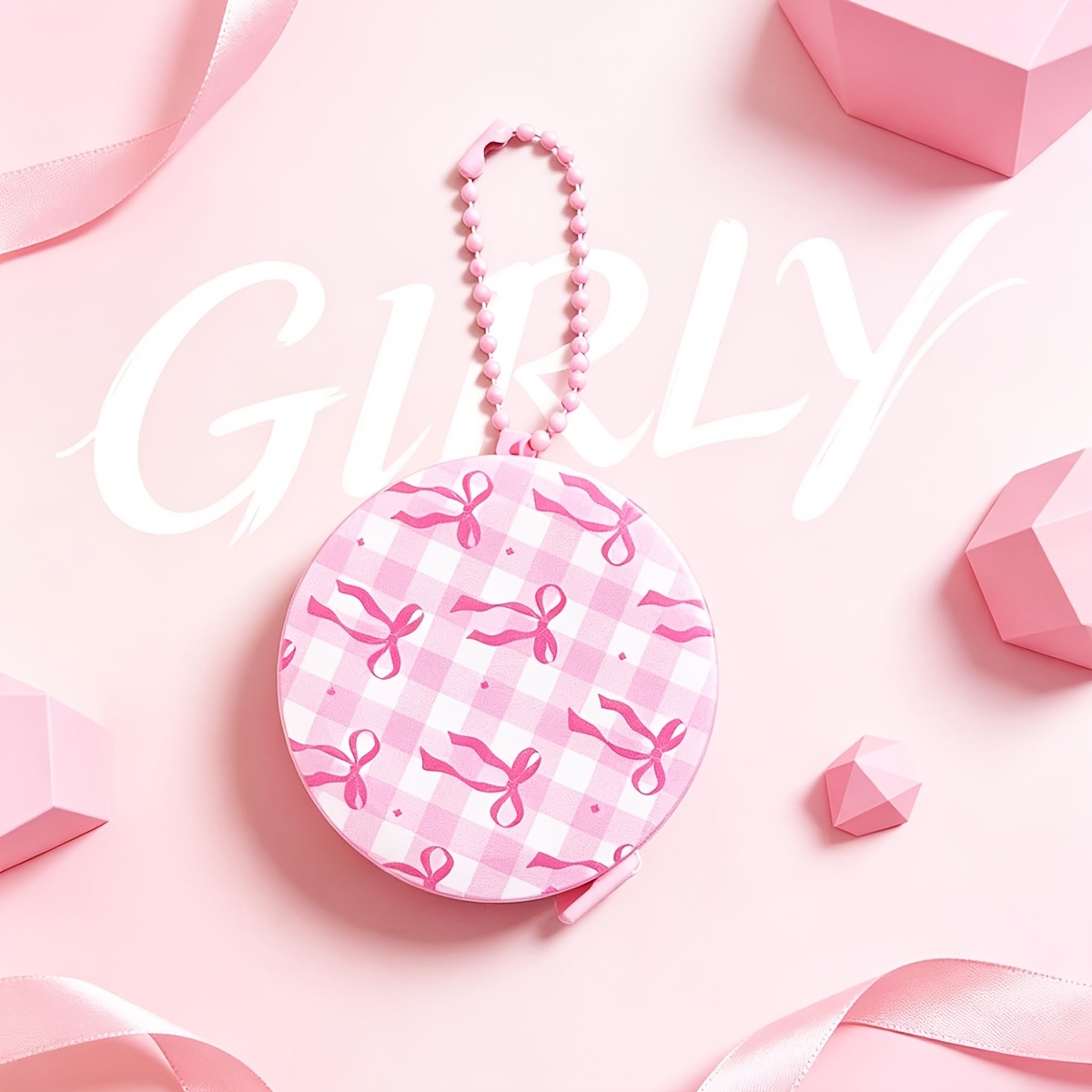 TEMU 1pc Cute Pink Series Printed Ruler Charm, Ruler Length 60 Inches, Suitable For School Bag Charms, Versatile Everyday Charm, Cute Keychain Charm,