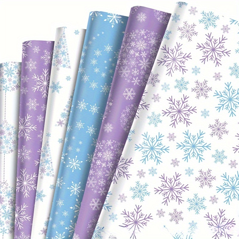 

6pcs Winter Wonderland Wrapping Paper - Snowflake & Reindeer Designs For Christmas Gifts, Party Favors, And