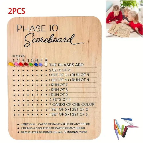 2pcs 2025 new wooden scoreboard and round with 8 colored pegs score sheets 10th stage scoreboard fun board games games for families adults