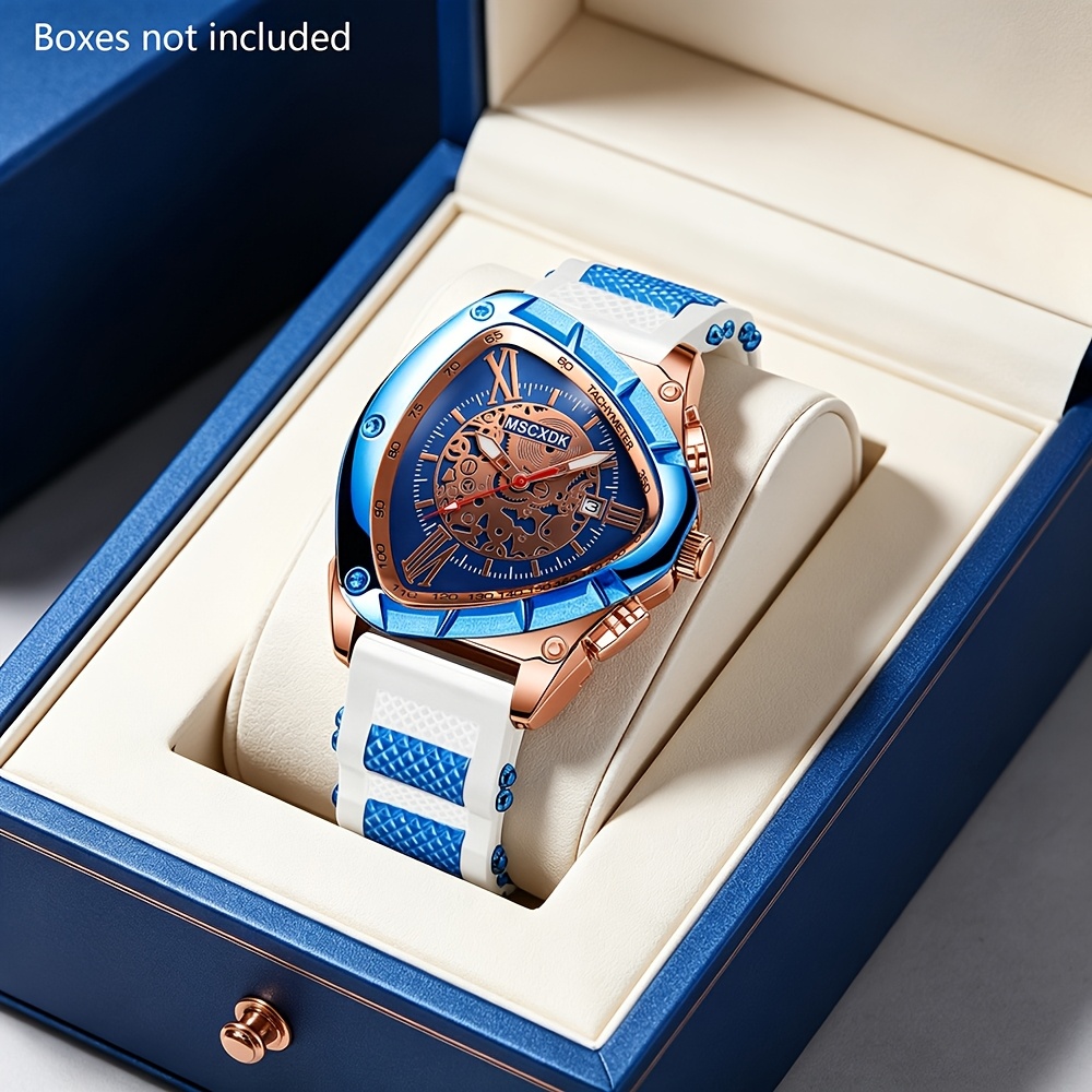 Image of 1pc 's Classic Triangular Quartz Watch - For Daily Wear And Gifting, Birthday And Holiday Party Present, Ideal Gift For Men, Father, Friend, Relative (box Not Included)