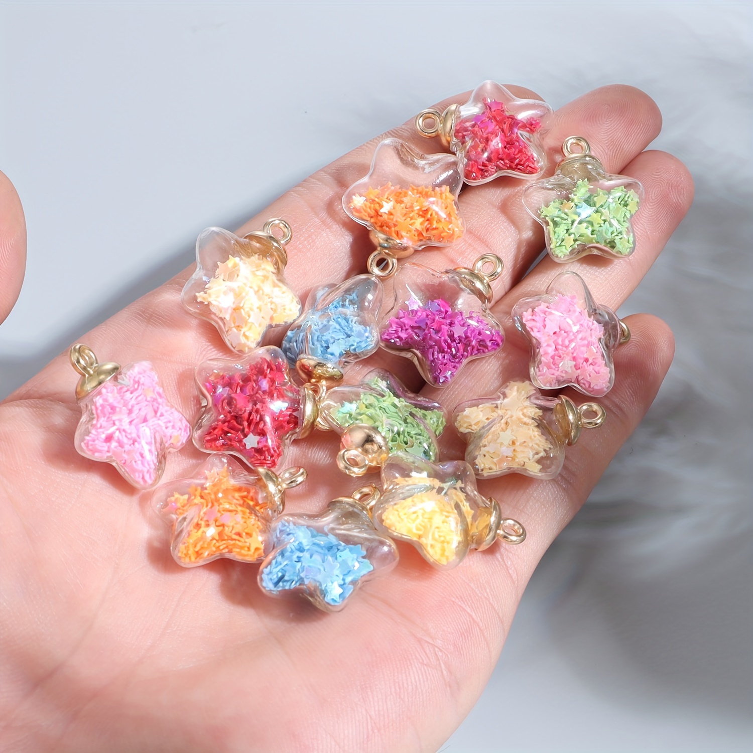 

10pcs Sequin Charms - Clear Glass Pendants For Making, Bracelets, Necklaces, Earrings & Keychains - Ideal Christmas Gift