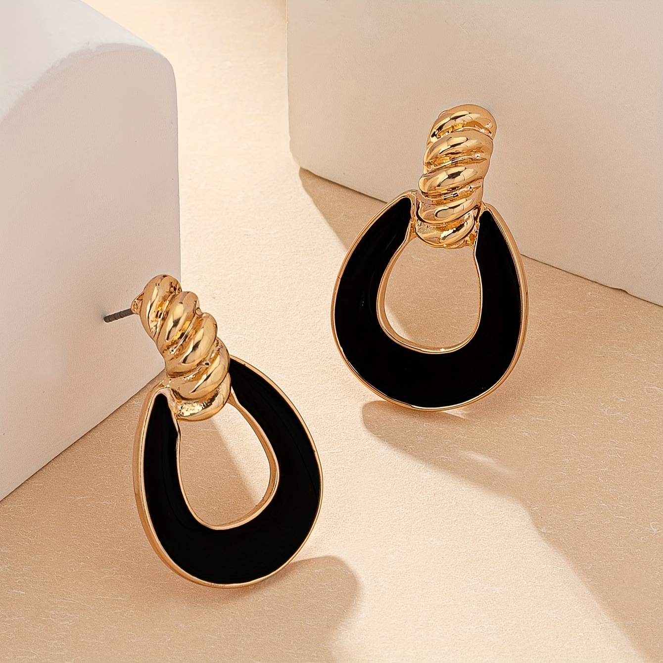 Enamel 18K Golden Plated Drop Earrings for Women