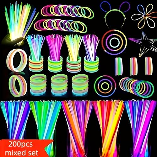 multi stick 200pcs mixed set glow sticks and connecting additions neon light sticks fluorescent sticks glowing in the dark party supplies suitable for signs bracelets and wedding party decorations christmas new year