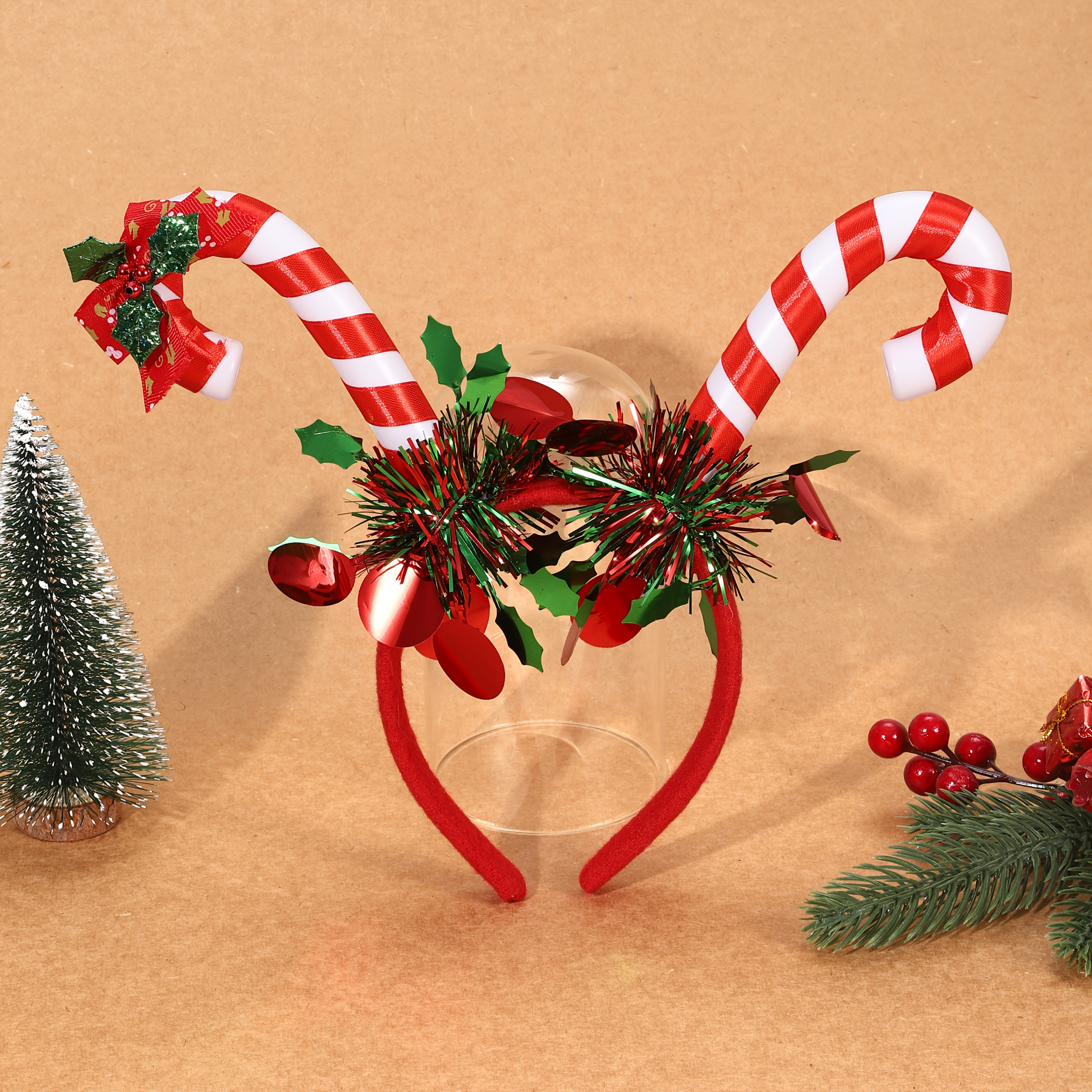 TEMU 1 serre-tête de Noël - Serre-têtes motif bâton de sucre - Nouvelles accessoires pour cheveux - Cadeaux de fête de Noël - Rendez votre plus belle