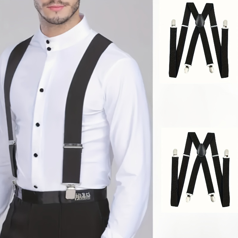 

Elegant Men's 4-hook Suspenders - Adjustable, Comfort Fit With Sturdy Hooks & Elastic Straps For Business Casual Wear