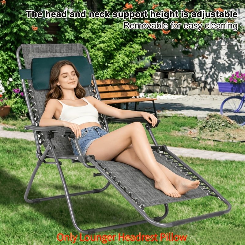 universal zero gravity chair headrest pillow adjustable elastic strap breathable   for patio pool beach and folding reclining lounge chairs