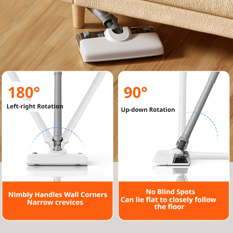 23kpa wireless vacuum cleaner 4 in 1 portable handheld car vacuum lightweight powerful suction long detachable water tank multi speed settings usb charging suitable for cleaning hard floors carpets and pet hair Product details 7