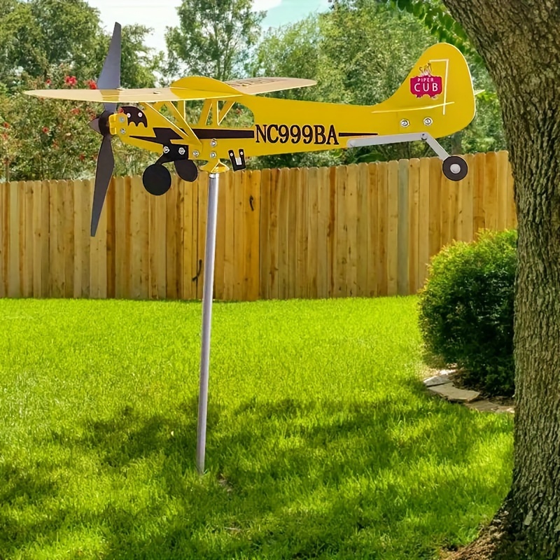 

Jeeaki Metal Airplane Wind Vane , No-electricity Garden Decor Spinner, Flight Indicator For Lawn, Patio, Fence Post, Greenhouse, Barn Decoration - Wind-powered Kinetic Art