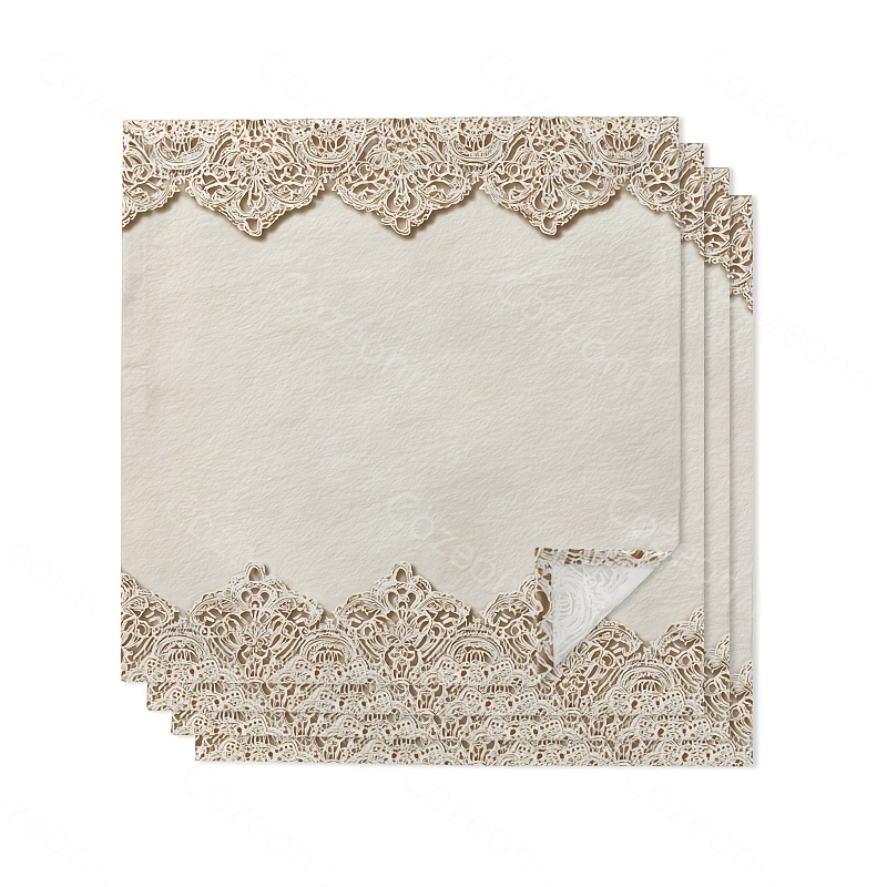 TEMU 4pcs Vintage Lace Edging Cloth Napkins Reusable Napkins Toile Dinner Napkin Soft Absorbent Napkin For Everyday Holiday Party Cj1.20co105