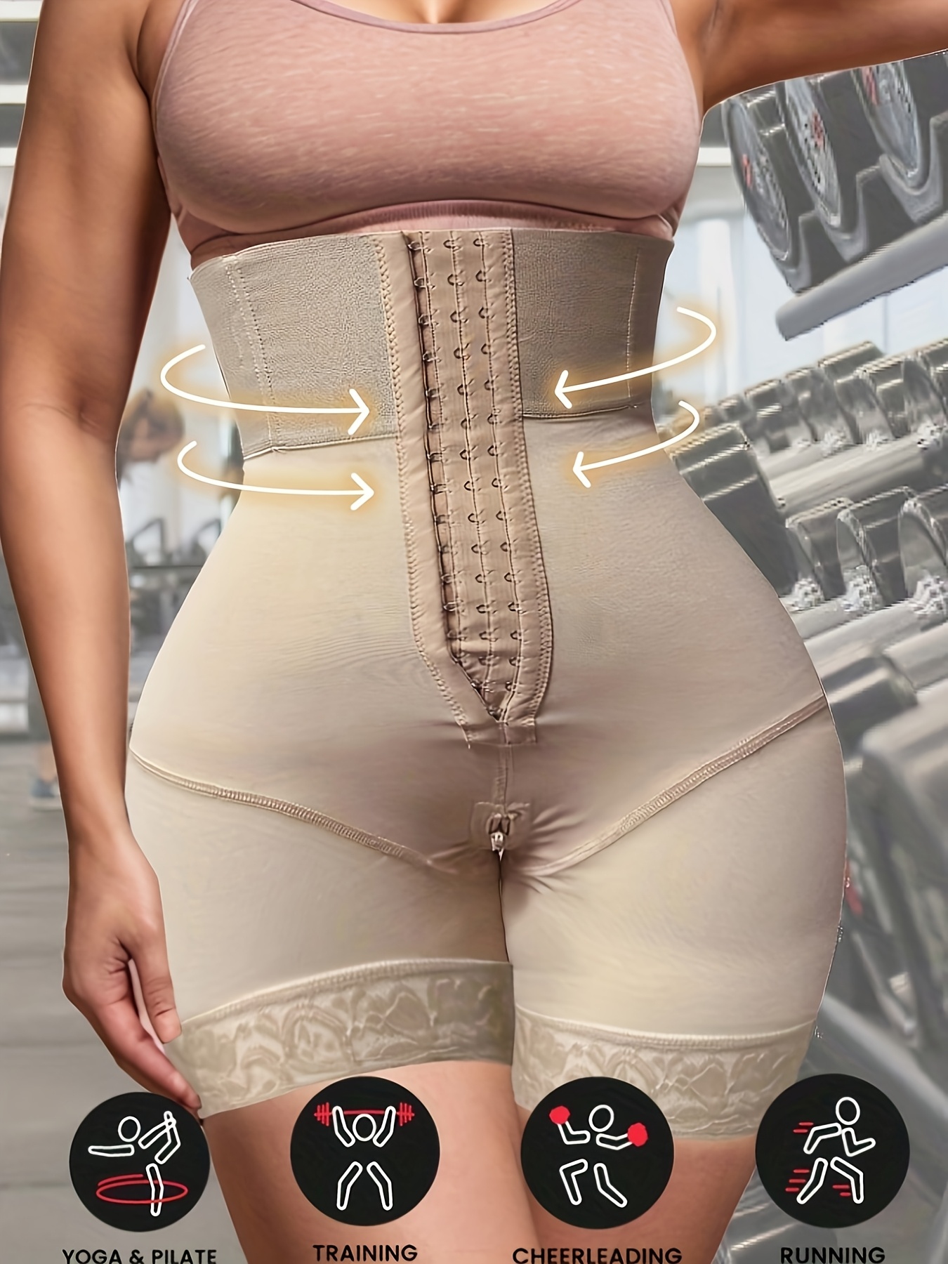 1pc 3 row   scarf high waist waist lifting hip up camisole pants lace edge plastic leg shorts trouser legs   rubber anti curling body shaping suit