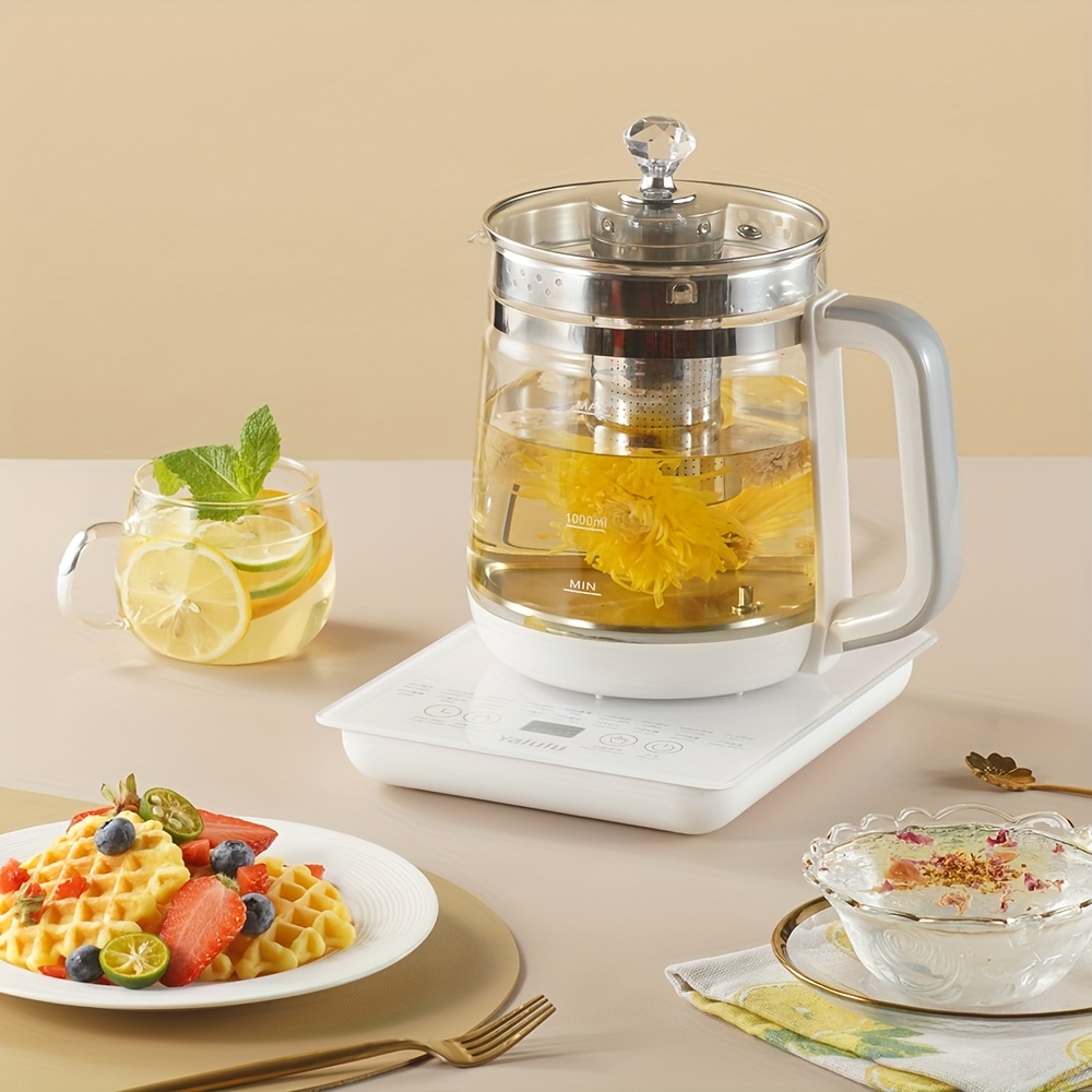 Yalulu Electric Kettle, 1.8L/60.87oz Health Pot, Essential for Camping; Tea Set with 18 Smart Functions, 800W Thickened Glass Kettle, Detachable Filter, Multi-functional Medical Health Pot, Power Operation, 110-130V, US Plug