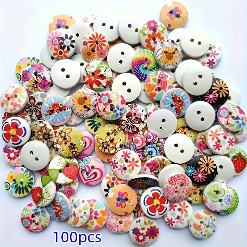 TEMU 100pcs Floral And Pastoral Button Set For Sewing And Crafts – Skirts, Sweaters, Hats, Scarves, And Diy Projects